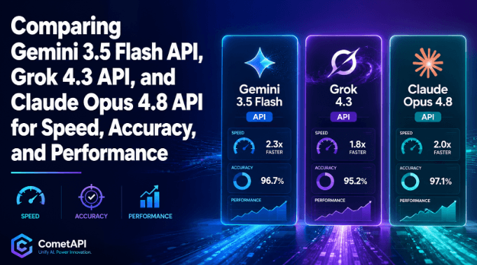 Comparing Gemini 3.5 Flash API, Grok 4.3 API, and Claude Opus 4.8 API for Speed, Accuracy, and Performance
